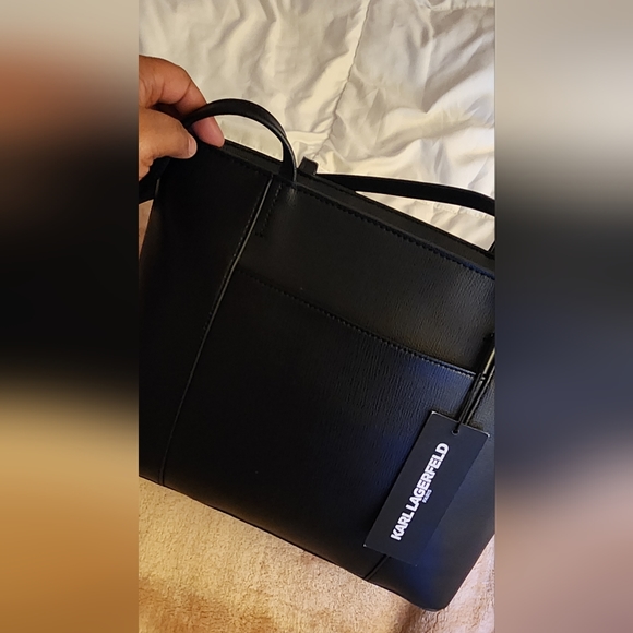 NWT KARL LAGERFELD BLACK MAYBELLE TOTE SHOULDER BAG PURSE  Karl Lagerfeld Purse